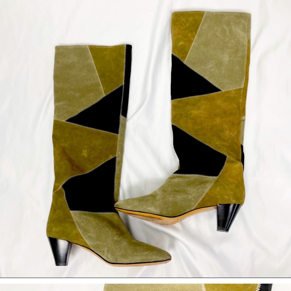 Isabel Marant Etoile Ross Patchwork Suede Leather Boots